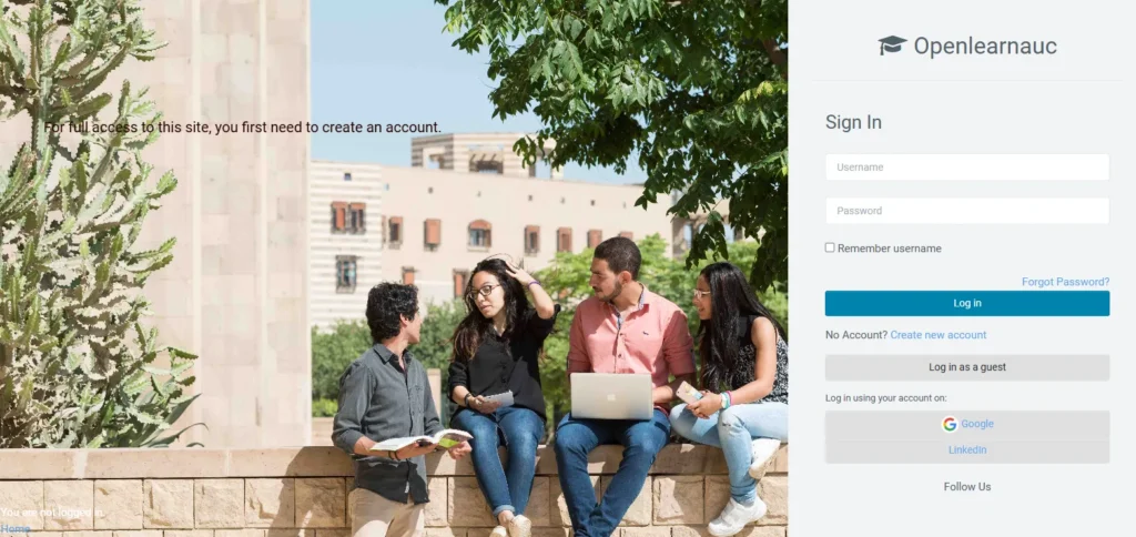 سكرين شوت من صفحة التسجيل في كورسات الجامعة الأمريكية بالقاهرة