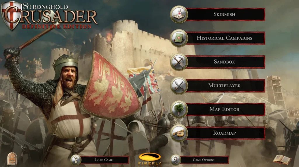 القائمة الرئيسية للعبة Stronghold Crusader: Definitive Edition