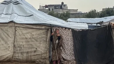 خيام غارقة في مياه الأمطار بقطاع غزة، الصورة من حساب الأونروا على إكس