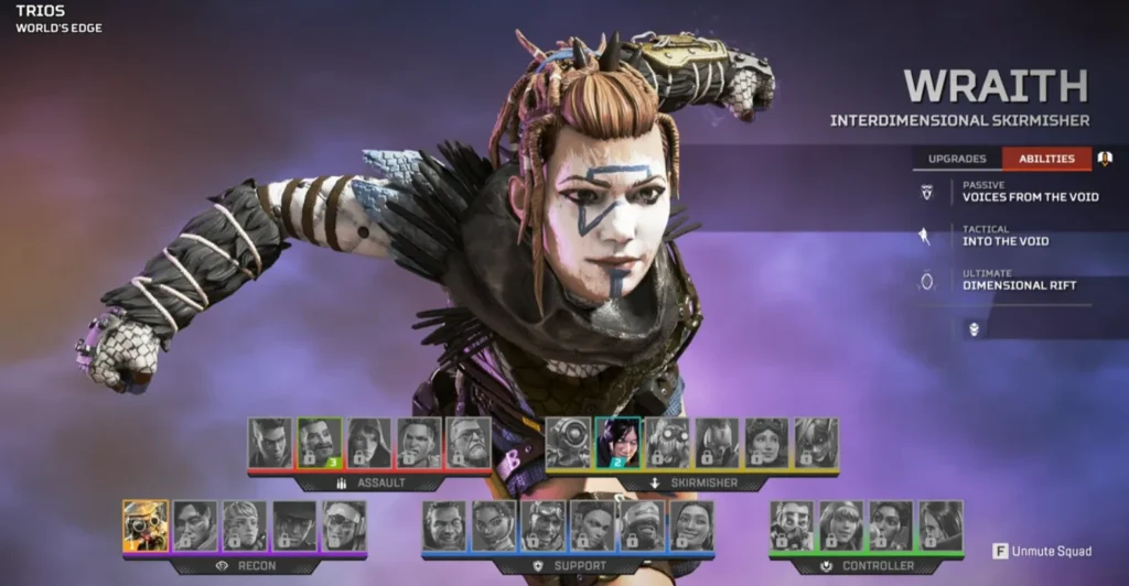 شخصية Wraith في لعبة Apex Legends، سكرين شوت من اللعبة