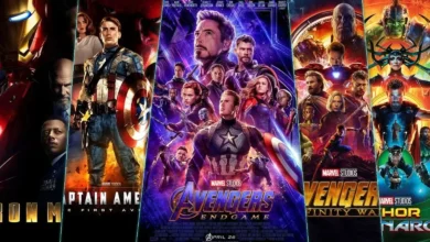 كولاج من بعض أغلفة سلسلة أفلام Avengers